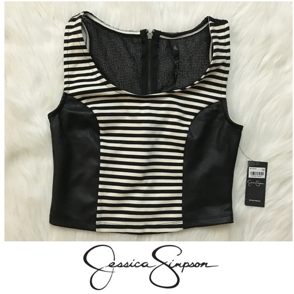 NWT Jessica Simpson Striped Crop Top XS - Picture 2 of 4